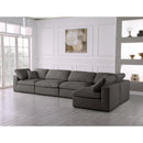 Manufacturer Color_Grey -- Plush 140" Grey Velvet Upholstered Standard Comfort 5 pc Modular Sectional IMAGE 4