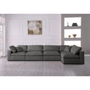  Manufacturer Color_Grey -- Plush 140" Grey Velvet Upholstered Standard Comfort 5 pc Modular Sectional IMAGE 5
