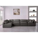  Manufacturer Color_Grey -- Plush 140" Grey Velvet Upholstered Standard Comfort 5 pc Modular Sectional IMAGE 6