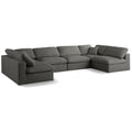  Manufacturer Color_Grey -- Plush 140" Grey Velvet Upholstered Standard Comfort 6 pc Modular Sectional IMAGE 1