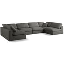  Manufacturer Color_Grey -- Plush 140" Grey Velvet Upholstered Standard Comfort 6 pc Modular Sectional IMAGE 1