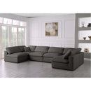 Manufacturer Color_Grey -- Plush 140" Grey Velvet Upholstered Standard Comfort 6 pc Modular Sectional IMAGE 2