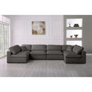  Manufacturer Color_Grey -- Plush 140" Grey Velvet Upholstered Standard Comfort 6 pc Modular Sectional IMAGE 3