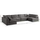  Manufacturer Color_Grey -- Plush 140" Grey Velvet Upholstered Standard Comfort 6 pc Modular Sectional IMAGE 8