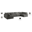  Manufacturer Color_Grey -- Plush 140" Grey Velvet Upholstered Standard Comfort 6 pc Modular Sectional IMAGE 9