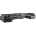  Manufacturer Color_Grey -- Plush 175" Grey Velvet Upholstered Standard Comfort 7 pc Modular Sectional IMAGE 1