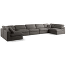  Manufacturer Color_Grey -- Plush 175" Grey Velvet Upholstered Standard Comfort 7 pc Modular Sectional IMAGE 1