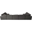  Manufacturer Color_Grey -- Plush 175" Grey Velvet Upholstered Standard Comfort 7 pc Modular Sectional IMAGE 4