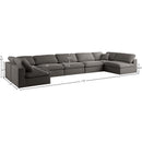  Manufacturer Color_Grey -- Plush 175" Grey Velvet Upholstered Standard Comfort 7 pc Modular Sectional IMAGE 8