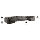  Manufacturer Color_Grey -- Plush 175" Grey Velvet Upholstered Standard Comfort 7 pc Modular Sectional IMAGE 9