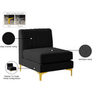 Meridian Alina Black Velvet Armless Chair IMAGE 18