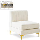  Manufacturer Color_Cream -- Alina Cream Velvet Upholstered Modular Armless Chair IMAGE 1