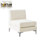  Manufacturer Color_Cream -- Alina Cream Velvet Upholstered Modular Armless Chair IMAGE 2