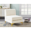  Manufacturer Color_Cream -- Alina Cream Velvet Upholstered Modular Armless Chair IMAGE 3