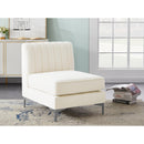  Manufacturer Color_Cream -- Alina Cream Velvet Upholstered Modular Armless Chair IMAGE 4