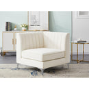  Manufacturer Color_Cream -- Alina Cream Velvet Upholstered Modular Corner Chair IMAGE 4