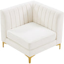  Manufacturer Color_Cream -- Alina Cream Velvet Upholstered Modular Corner Chair IMAGE 6