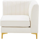  Manufacturer Color_Cream -- Alina Cream Velvet Upholstered Modular Corner Chair IMAGE 7