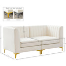  Manufacturer Color_Cream -- Alina 65" Cream Velvet Upholstered 2 pc Modular Loveseat IMAGE 17