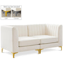  Manufacturer Color_Cream -- Alina 65" Cream Velvet Upholstered 2 pc Modular Loveseat IMAGE 1