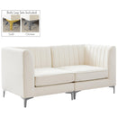  Manufacturer Color_Cream -- Alina 65" Cream Velvet Upholstered 2 pc Modular Loveseat IMAGE 2