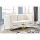  Manufacturer Color_Cream -- Alina 65" Cream Velvet Upholstered 2 pc Modular Loveseat IMAGE 3