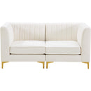  Manufacturer Color_Cream -- Alina 65" Cream Velvet Upholstered 2 pc Modular Loveseat IMAGE 6
