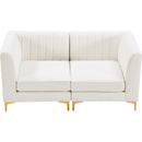  Manufacturer Color_Cream -- Alina 65" Cream Velvet Upholstered 2 pc Modular Loveseat IMAGE 7