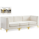  Manufacturer Color_Cream -- Alina 91" Cream Velvet Upholstered 3 pc Modular Sofa IMAGE 1