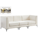  Manufacturer Color_Cream -- Alina 91" Cream Velvet Upholstered 3 pc Modular Sofa IMAGE 2