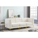  Manufacturer Color_Cream -- Alina 91" Cream Velvet Upholstered 3 pc Modular Sofa IMAGE 3