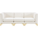 Manufacturer Color_Cream -- Alina 91" Cream Velvet Upholstered 3 pc Modular Sofa IMAGE 6