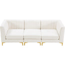  Manufacturer Color_Cream -- Alina 91" Cream Velvet Upholstered 3 pc Modular Sofa IMAGE 7