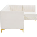  Manufacturer Color_Cream -- Alina 91" Cream Velvet Upholstered 4 pc Modular Sectional IMAGE 10