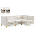  Manufacturer Color_Cream -- Alina 91" Cream Velvet Upholstered 4 pc Modular Sectional IMAGE 1
