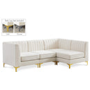  Manufacturer Color_Cream -- Alina 91" Cream Velvet Upholstered 4 pc Modular Sectional IMAGE 1