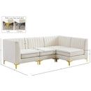 Manufacturer Color_Cream -- Alina 91" Cream Velvet Upholstered 4 pc Modular Sectional IMAGE 20