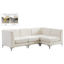  Manufacturer Color_Cream -- Alina 91" Cream Velvet Upholstered 4 pc Modular Sectional IMAGE 2