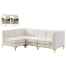  Manufacturer Color_Cream -- Alina 91" Cream Velvet Upholstered 4 pc Modular Sectional IMAGE 3