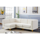  Manufacturer Color_Cream -- Alina 91" Cream Velvet Upholstered 4 pc Modular Sectional IMAGE 5
