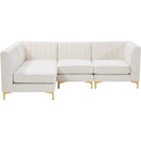  Manufacturer Color_Cream -- Alina 91" Cream Velvet Upholstered 4 pc Modular Sectional IMAGE 8