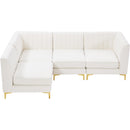  Manufacturer Color_Cream -- Alina 91" Cream Velvet Upholstered 4 pc Modular Sectional IMAGE 9
