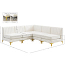  Manufacturer Color_Cream -- Alina 84.5" Cream Velvet Upholstered 5 pc Modular Sectional IMAGE 17