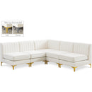  Manufacturer Color_Cream -- Alina 84.5" Cream Velvet Upholstered 5 pc Modular Sectional IMAGE 1