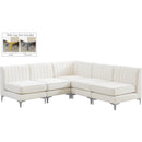  Manufacturer Color_Cream -- Alina 84.5" Cream Velvet Upholstered 5 pc Modular Sectional IMAGE 2