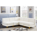  Manufacturer Color_Cream -- Alina 84.5" Cream Velvet Upholstered 5 pc Modular Sectional IMAGE 3