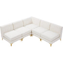  Manufacturer Color_Cream -- Alina 84.5" Cream Velvet Upholstered 5 pc Modular Sectional IMAGE 6