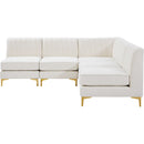  Manufacturer Color_Cream -- Alina 84.5" Cream Velvet Upholstered 5 pc Modular Sectional IMAGE 7