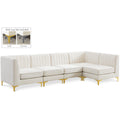  Manufacturer Color_Cream -- Alina 116.5" Cream Velvet Upholstered 5 pc Modular Sectional IMAGE 1