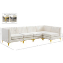  Manufacturer Color_Cream -- Alina 116.5" Cream Velvet Upholstered 5 pc Modular Sectional IMAGE 20